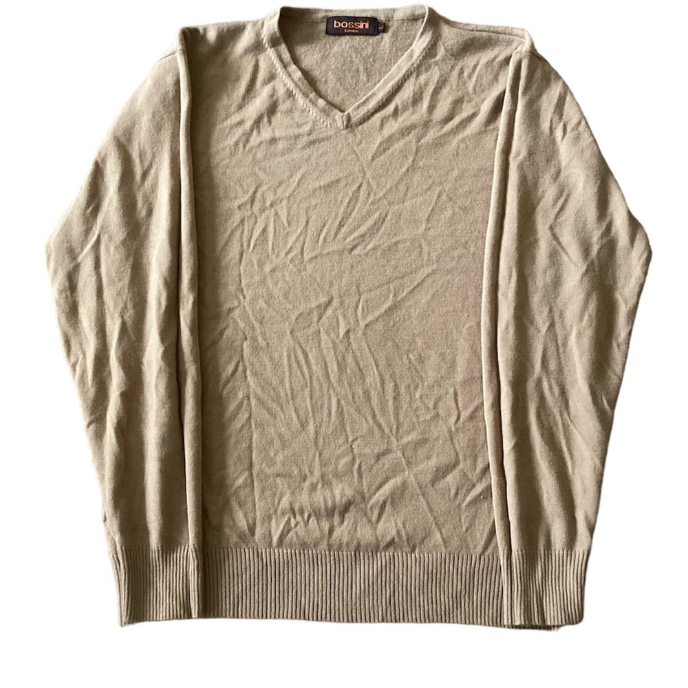 Bossini Mens New‎ Wool Blend Sweater Large V-Neck Pullover